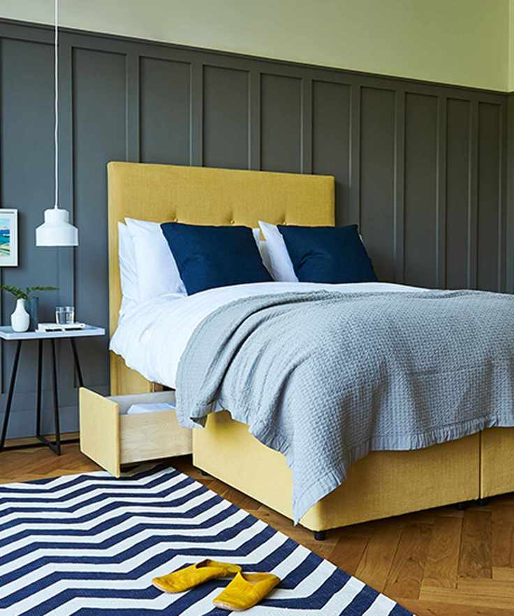 Underbed storage ideas with yellow storage bed