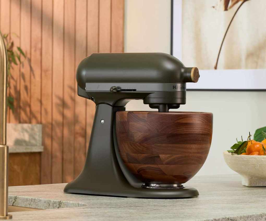 KitchenAid Walnut Wood Bowl Evergreen Design Stand Mixer