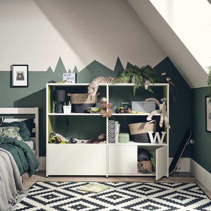 Playroom storage in cubbies