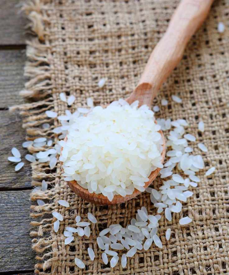 Rice in a bowl on a neutral background