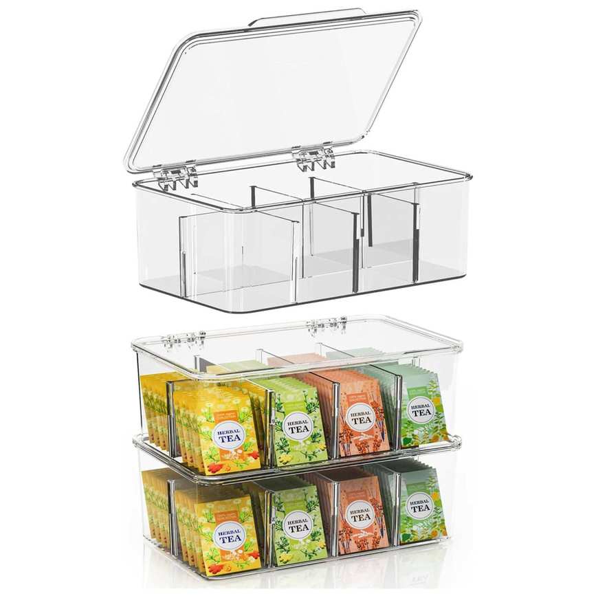 Clear acrylic teabag storage box