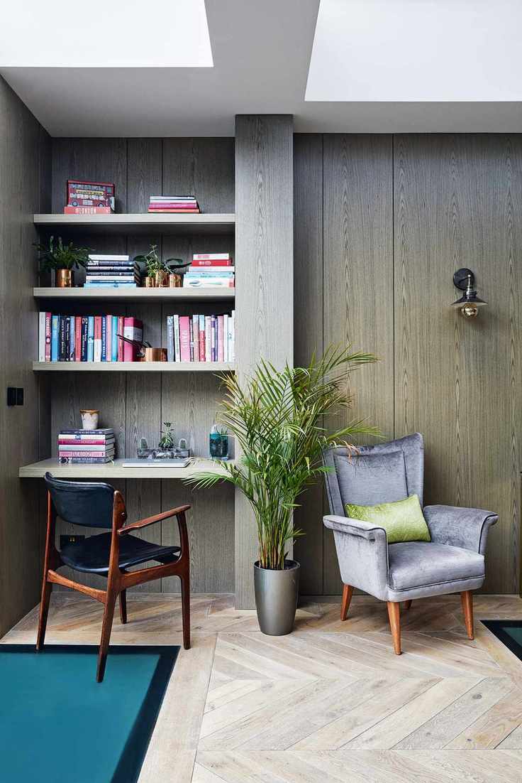 Desk in a living room alcove