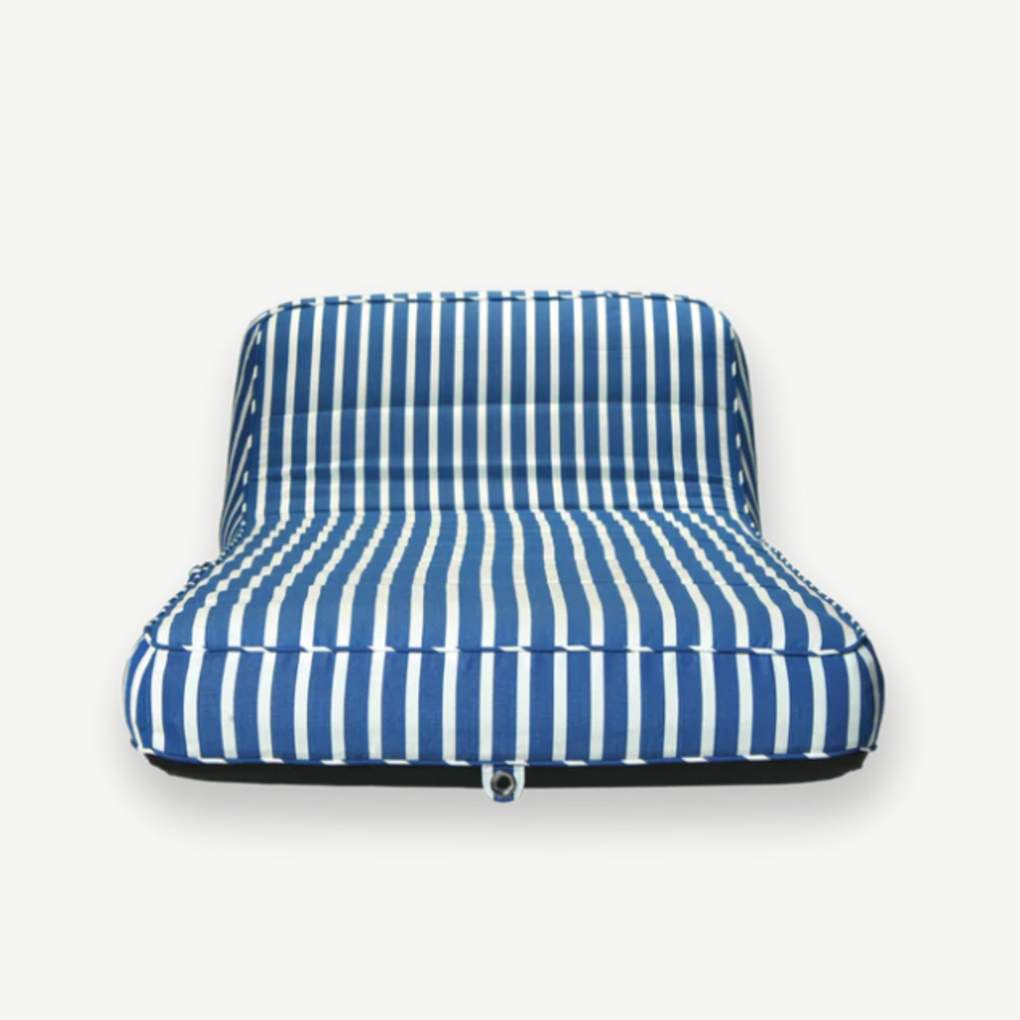 Blue and white striped lilo