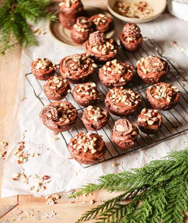 chocolate hazelnut cookies made in a muffin tray - holiday cookies