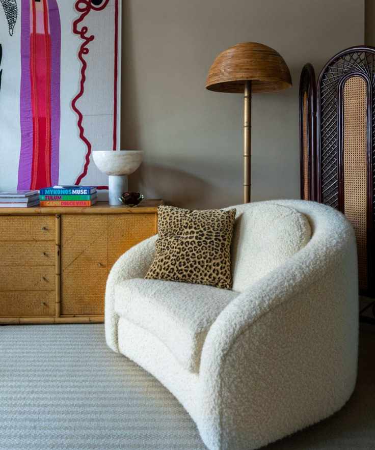 Living room decorated with an animal print throw pillow