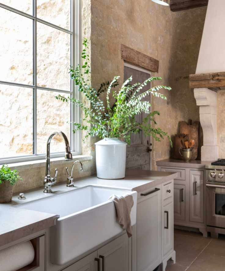 kara childress modern organic kitchen with houseplants