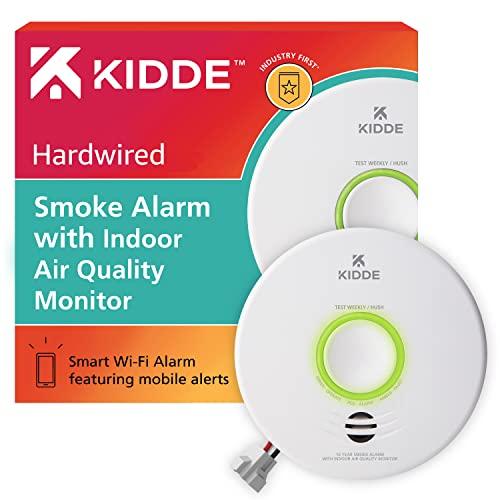 Kidde Smart Smoke Detector &amp;amp; Indoor Air Quality Monitor, Wifi, Alexa Compatible Device, Hardwired W/battery Backup, Voice &amp;amp; App Alerts