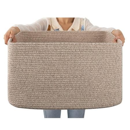 Cherishgard 70l Large Laundry Basket, Rectangle Cotton Rope Storage Baskets