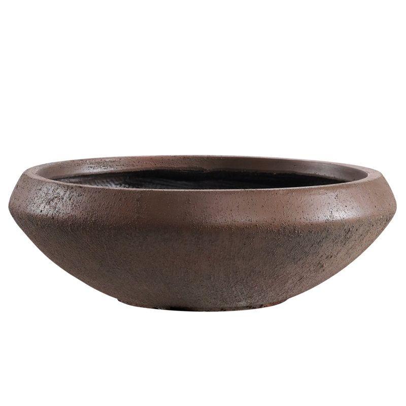 17 Stories Concrete Bowl Planter, 19 Inch Dia Large Succulent Pot With Drain Hole, Lotus Planter 16.7-Inch Opening Flowerpot for Herbs, Bonsai, and Shallow-Root Plants, Indoor &amp;amp; Outdoor Garden, Patio Decor, Medium-Rust &amp;amp; Reviews | Wayfair