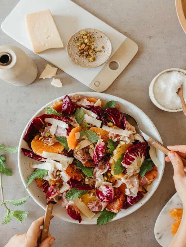 Raddichio-citrus-prosciutto-salad_no-cook finger foods for parties