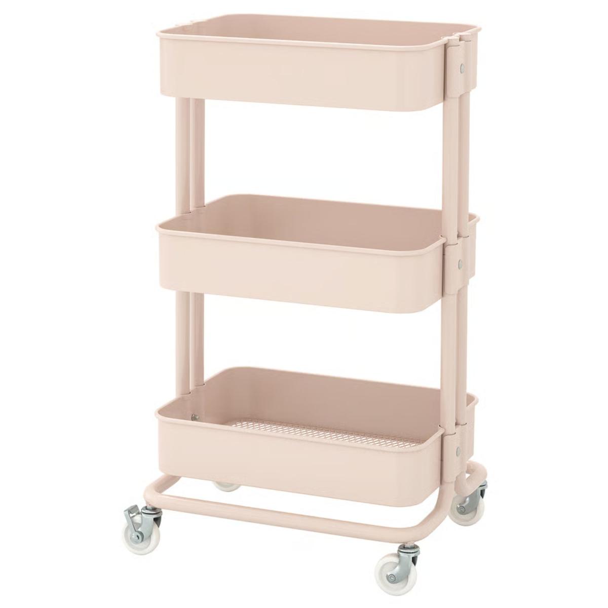 Blush pink IKEA rolling cart