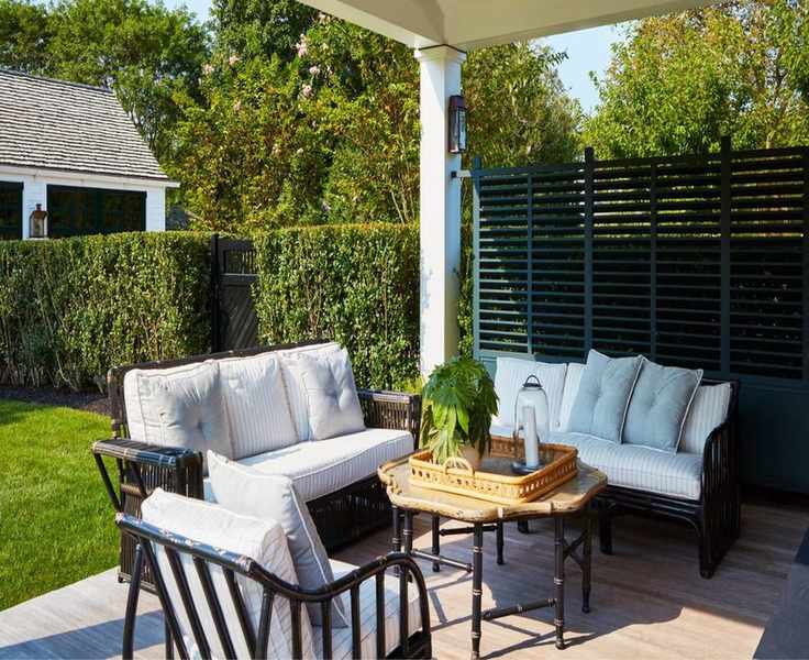 Bryan Graybill's veranda with outdoor seating and table set with a tray