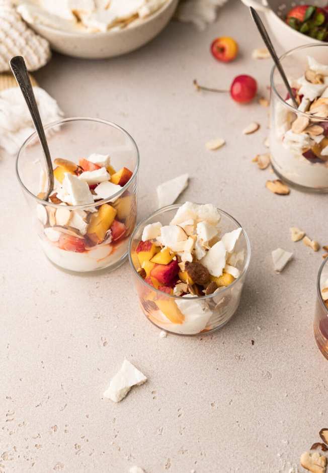 summer fruit salad with meringue