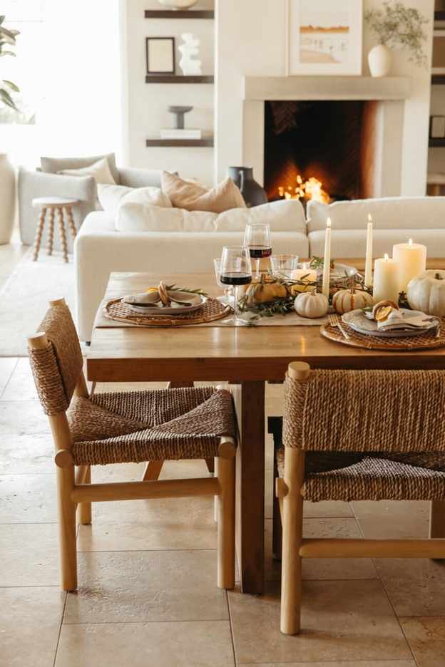 Organic Thanksgiving table setup