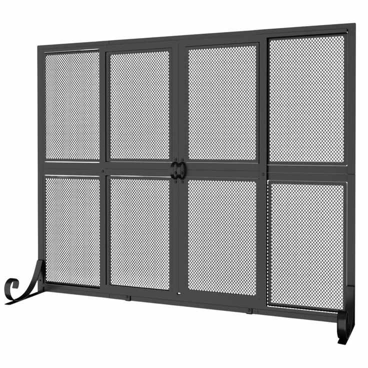 Fireplace screen with sliding doors