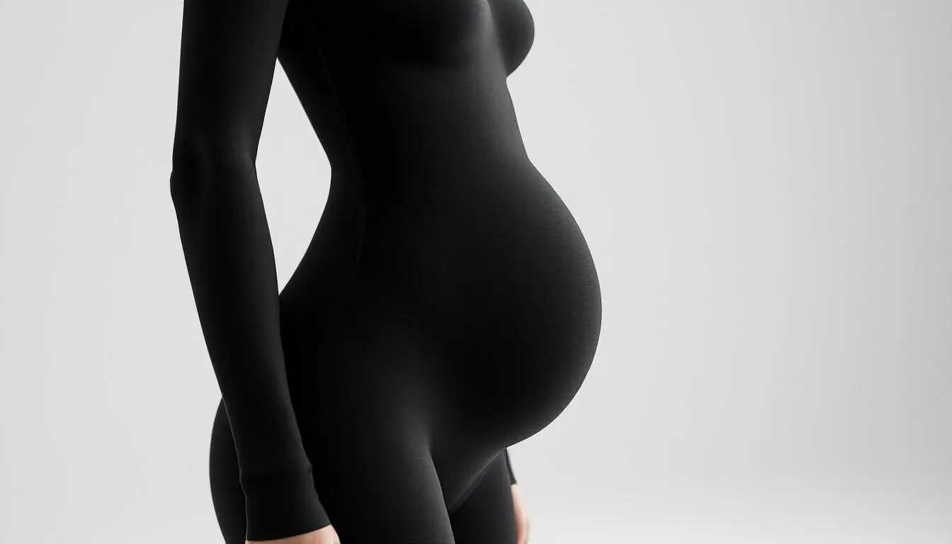 A model demonstrating effective tummy control with shapewear.