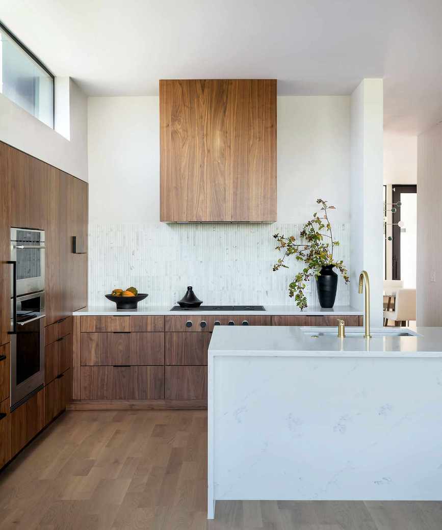 Wood-clad extractor in modern kitchen