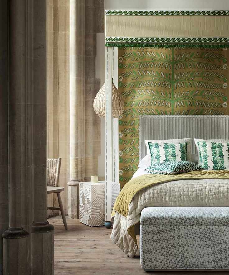 French country bedroom with vintage linens