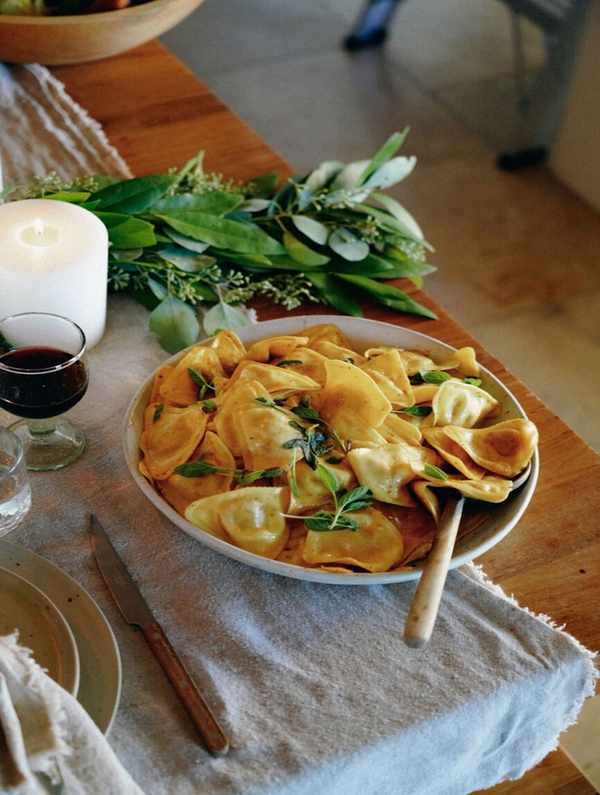 pumpkin ravioli with sage and brown butter