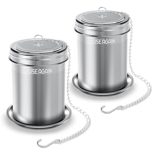 House Again 2 Pack Tea Infuser, Extra Fine Mesh Tea Infusers for Loose Tea, 18/8 Stainless Steel Tea Strainer With Extended Chain Hook, Tea Steeper for Brew Tea, Spices &amp;amp; Seasonings