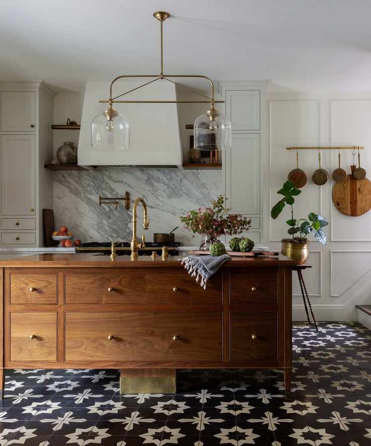 wooden kitchen island with drawers