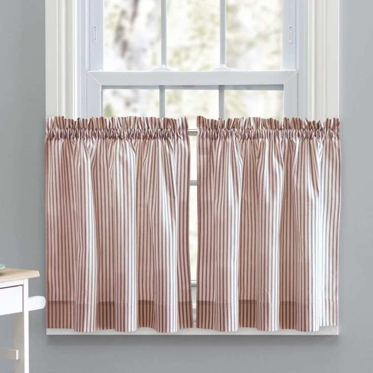 wayfair red stripe cafe curtain