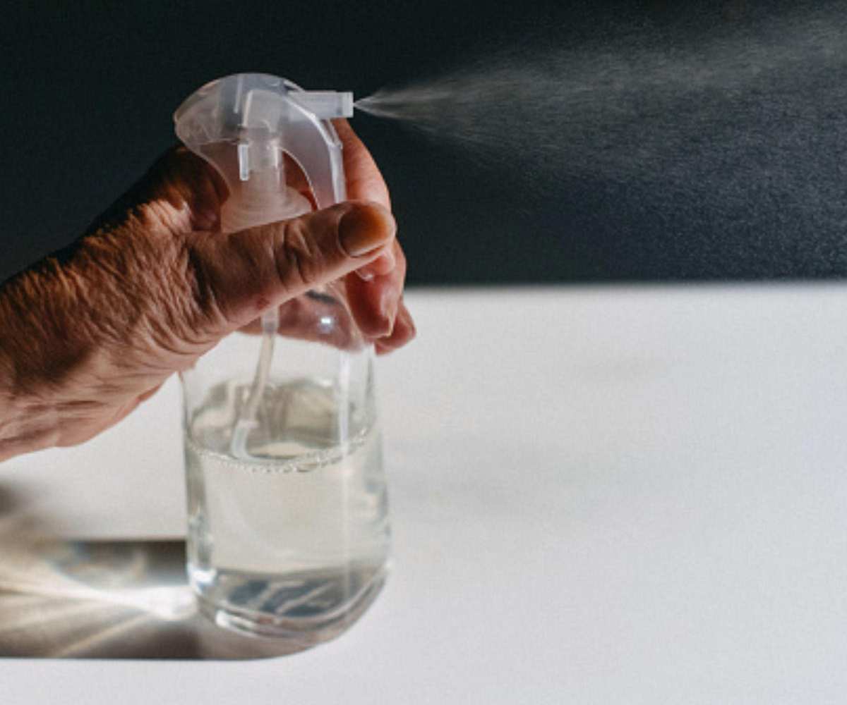room spray in a clear bottle