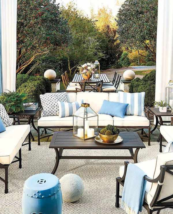 blue and white outdoor space