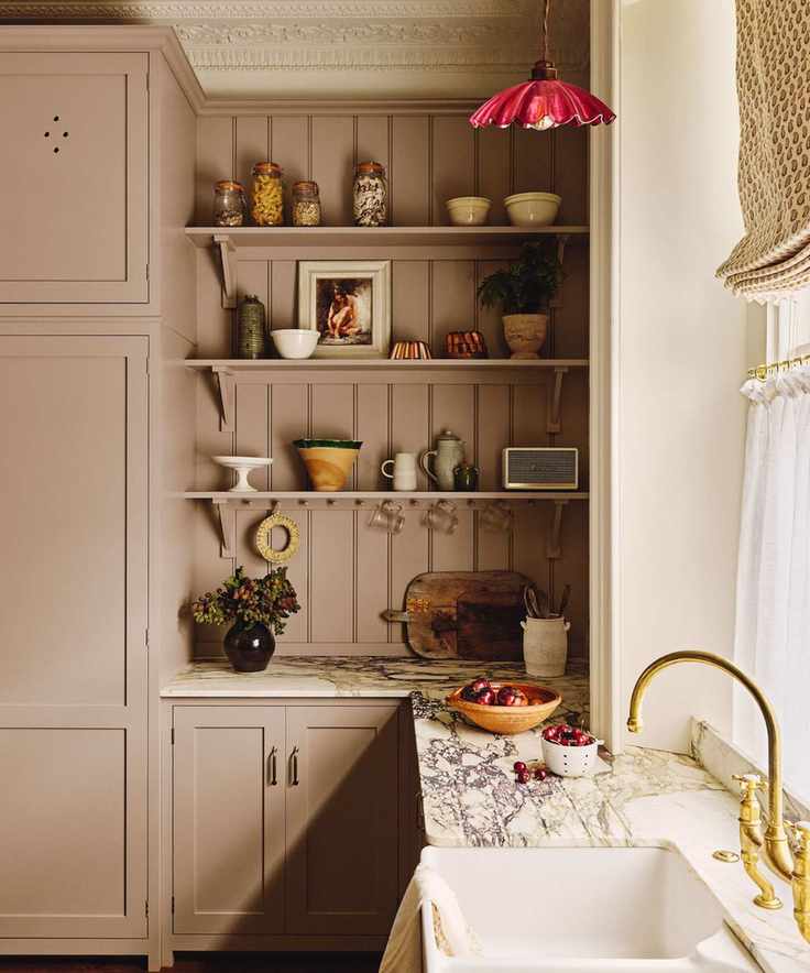 Kitchen showcasing stoneware ceramics