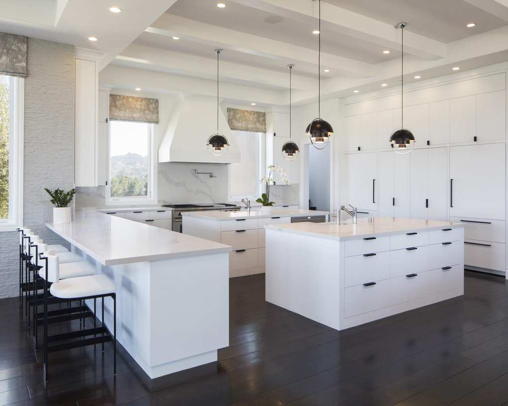 Chic white kitchen with black features
