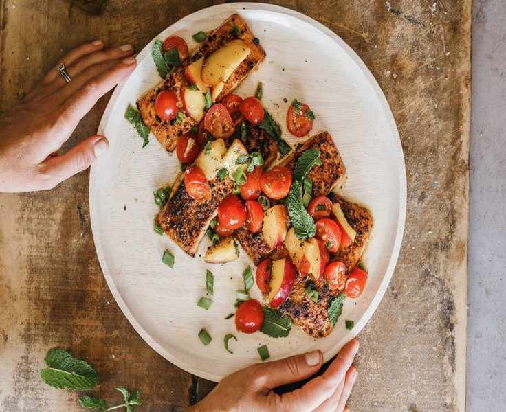 grilled salmon with peach salsa