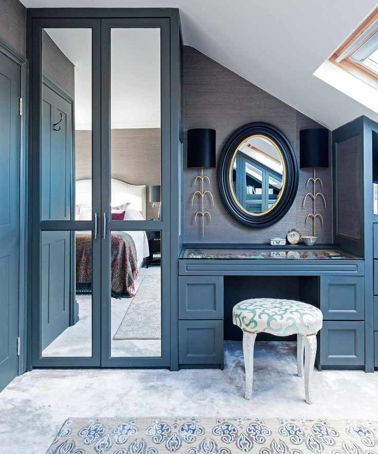 Bedroom with built-in closet and dressing table