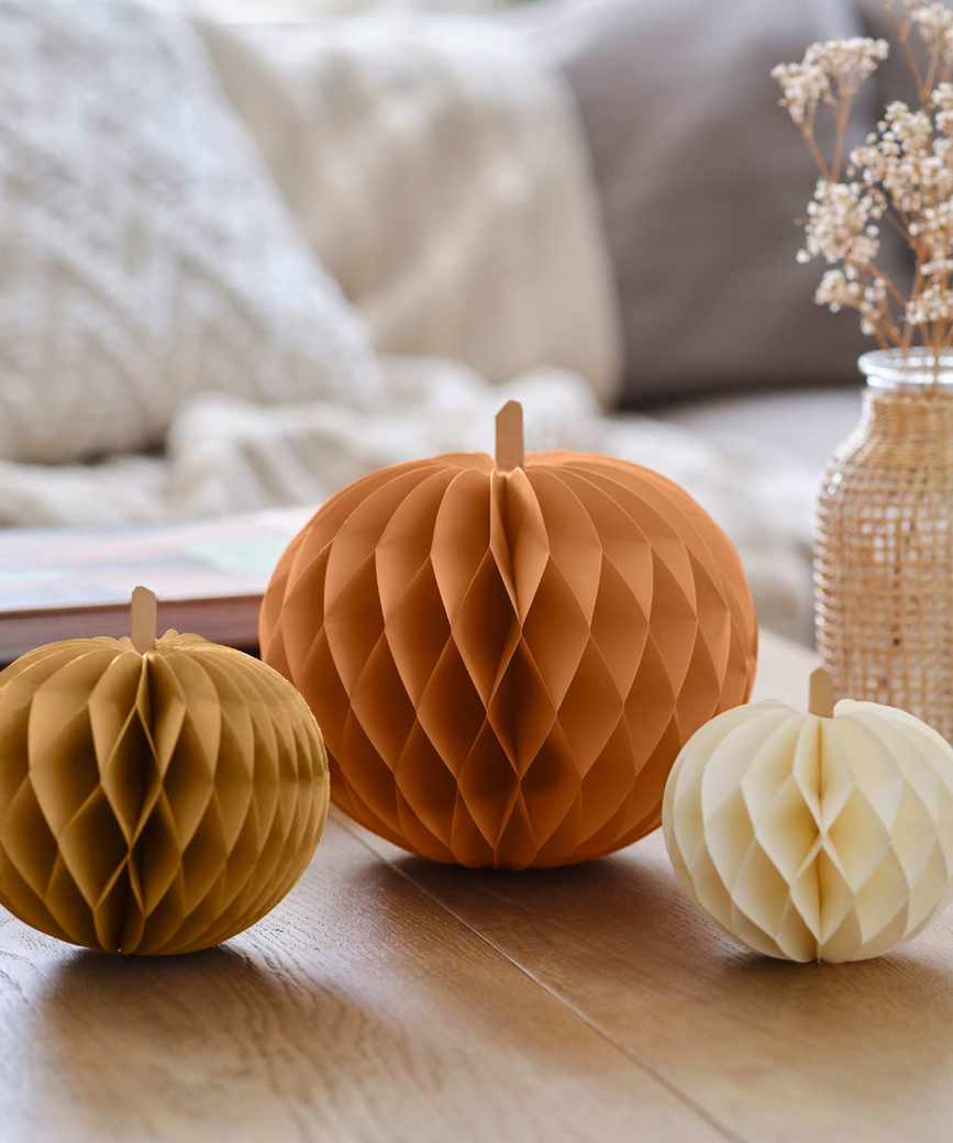 Decorating with paper pumpkins