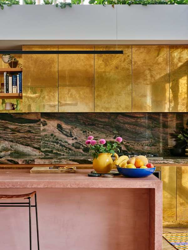 Maximalist bright kitchen paint.