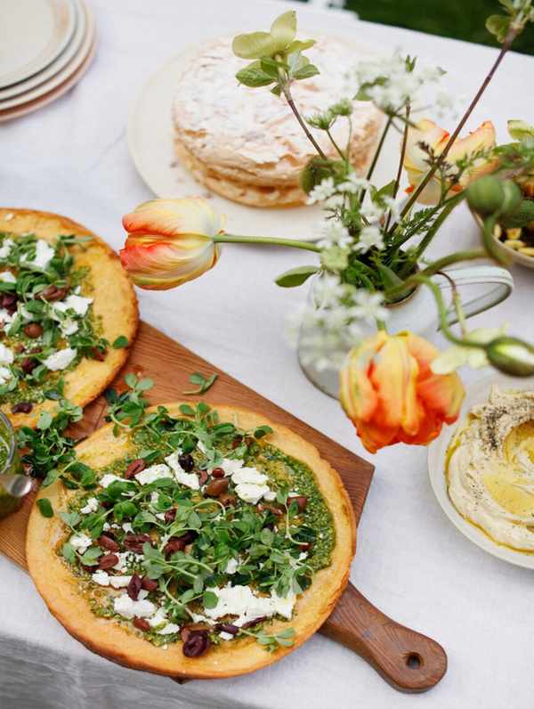 Farinata with Caramelized Onions and Pesto