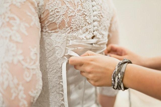 wedding, dress, woman, ribbon, corset, lace, brown wedding, wist trainers, shapewear shorts, underwear, mesh, corset
