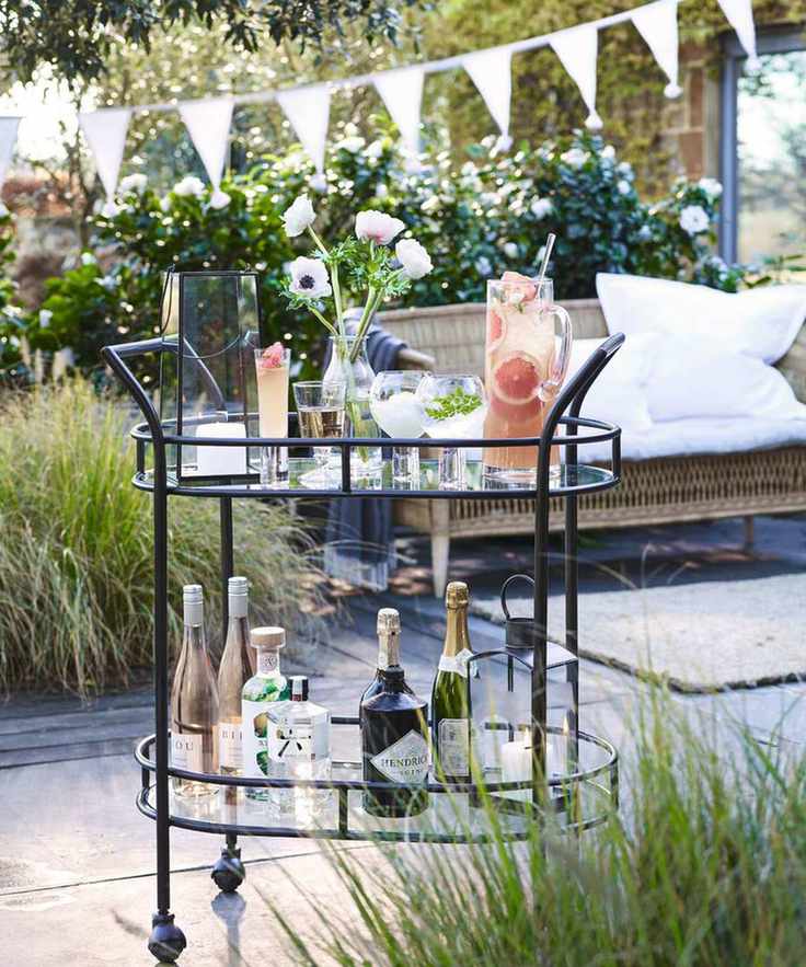Bar cart in garden