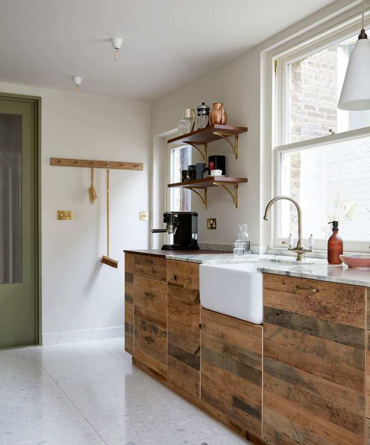 Kitchen with wooden cabinets