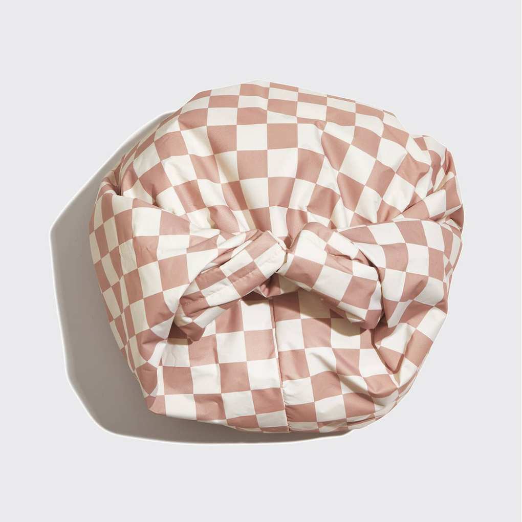 Terracotta Checker Satin Lined Flexi Shower Cap