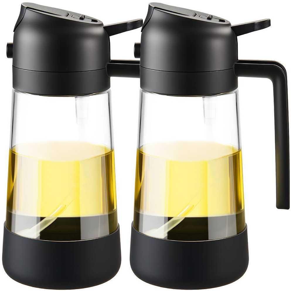 Ivy Bronx Two Packs 16oz/470ml Glass Oil Sprayer Bottle Spray and Pour Dual-Purpose Air Fryer Kitchen Household Spray Oil Spray Bottle Oil Tank Seasoning Pouring Oil, With Non-Slip Silicone Bottom | Wayfair