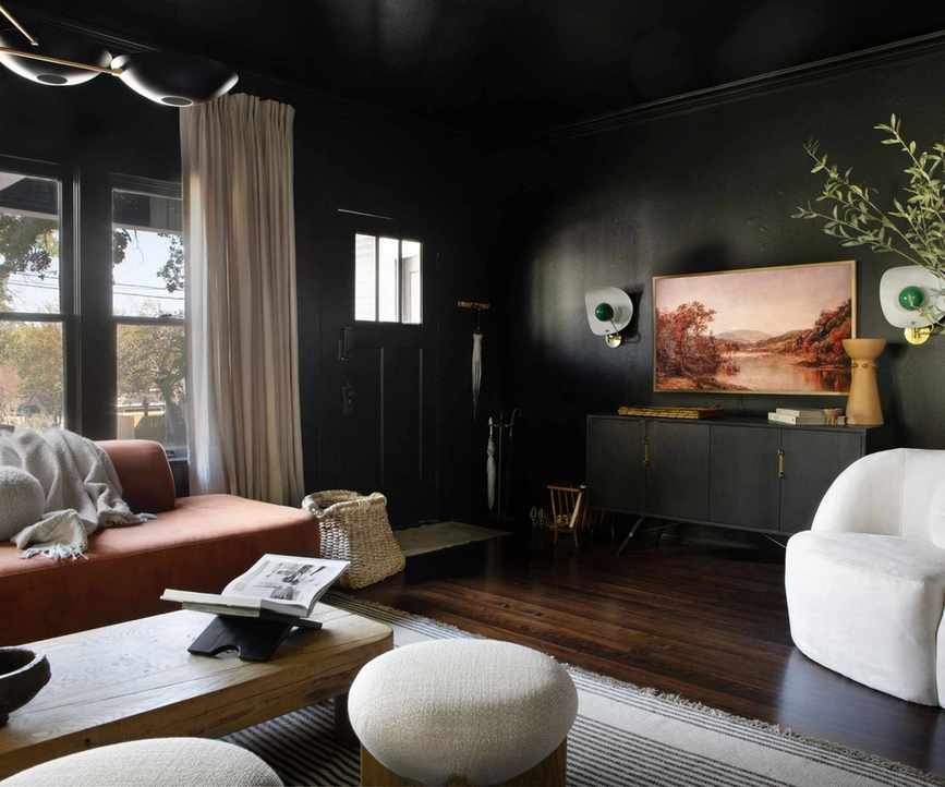 Dark green living room
