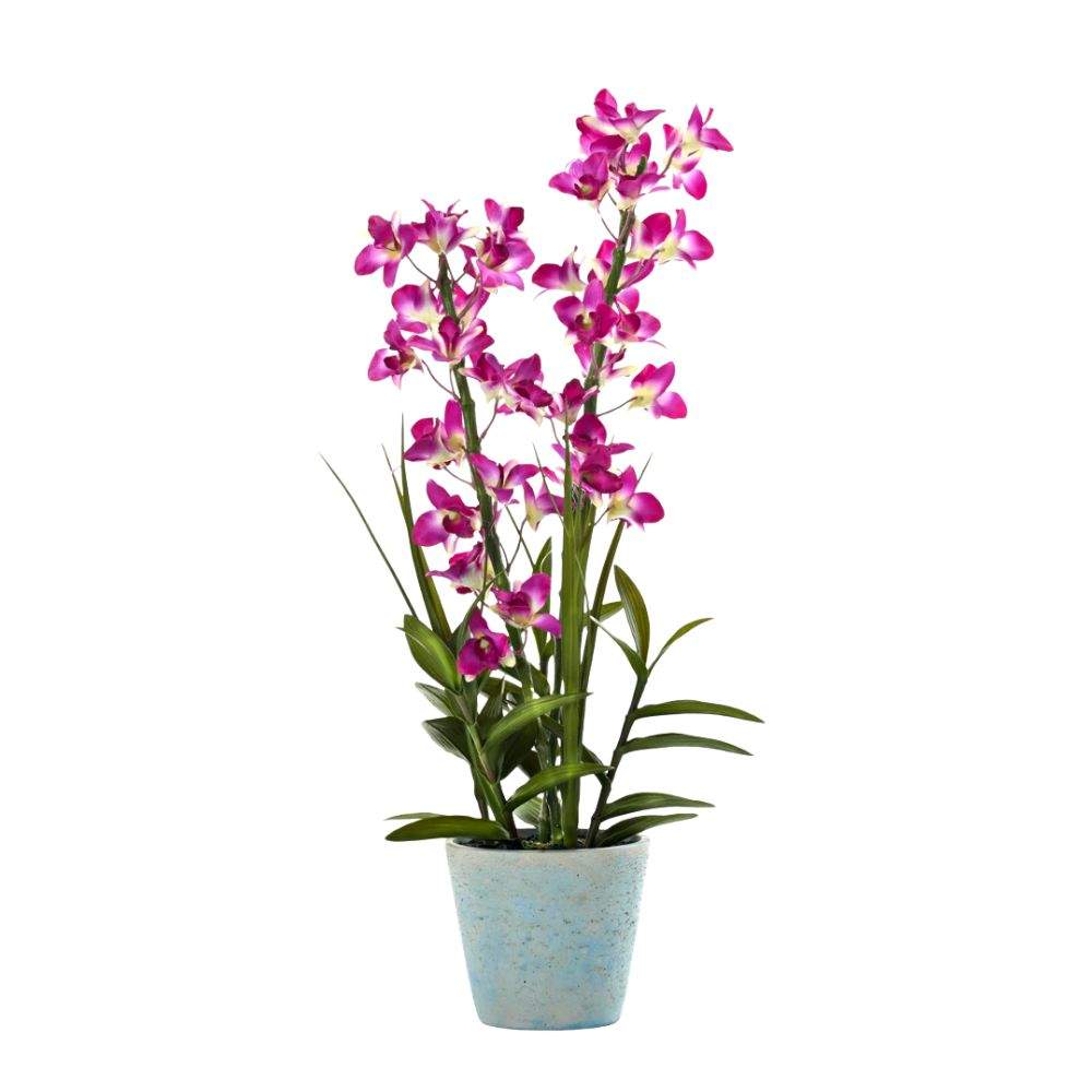 Faux purple orchid in pot