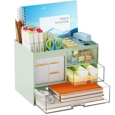 Marbrasse Desk Organizer With 3 Drawer&amp;#65292;desk Organizers and Accessories With 4 Compartments&amp;#65292;multi-Functional Pencil Pen Holder for Desk