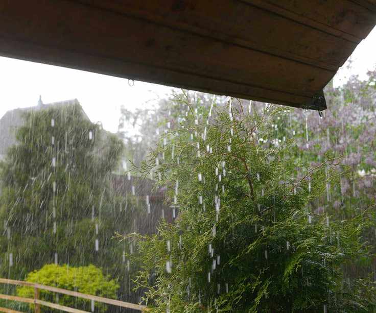 rain falling off roof