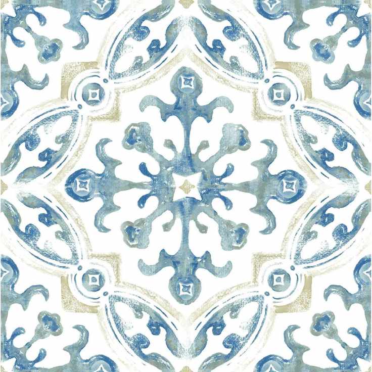 A blue patterned tile
