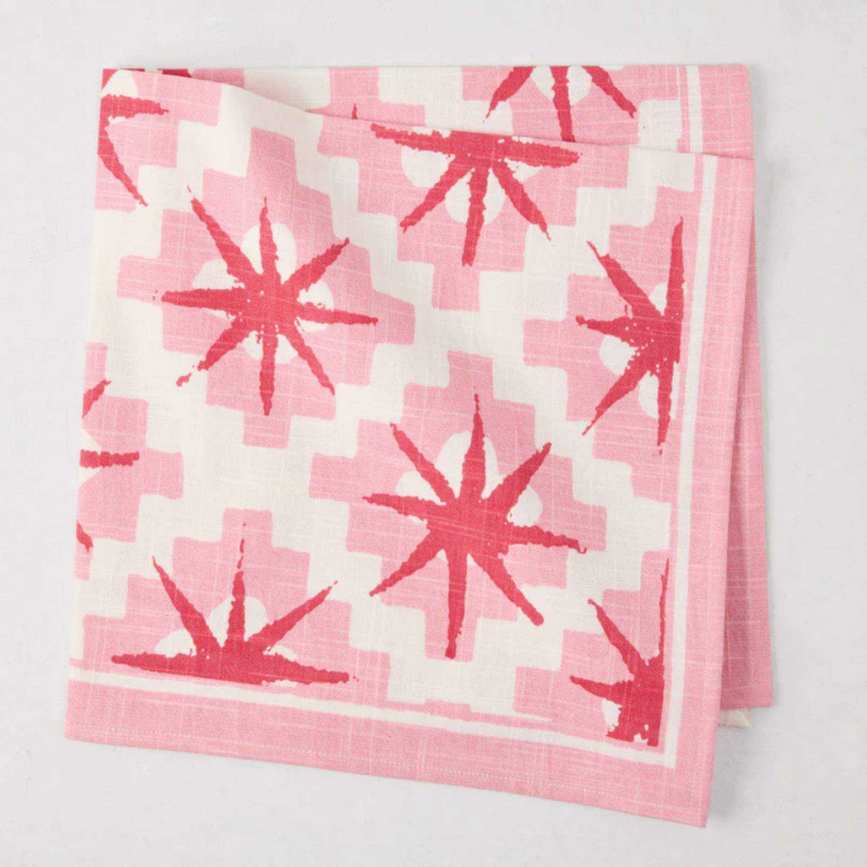 Pink and white star napkin