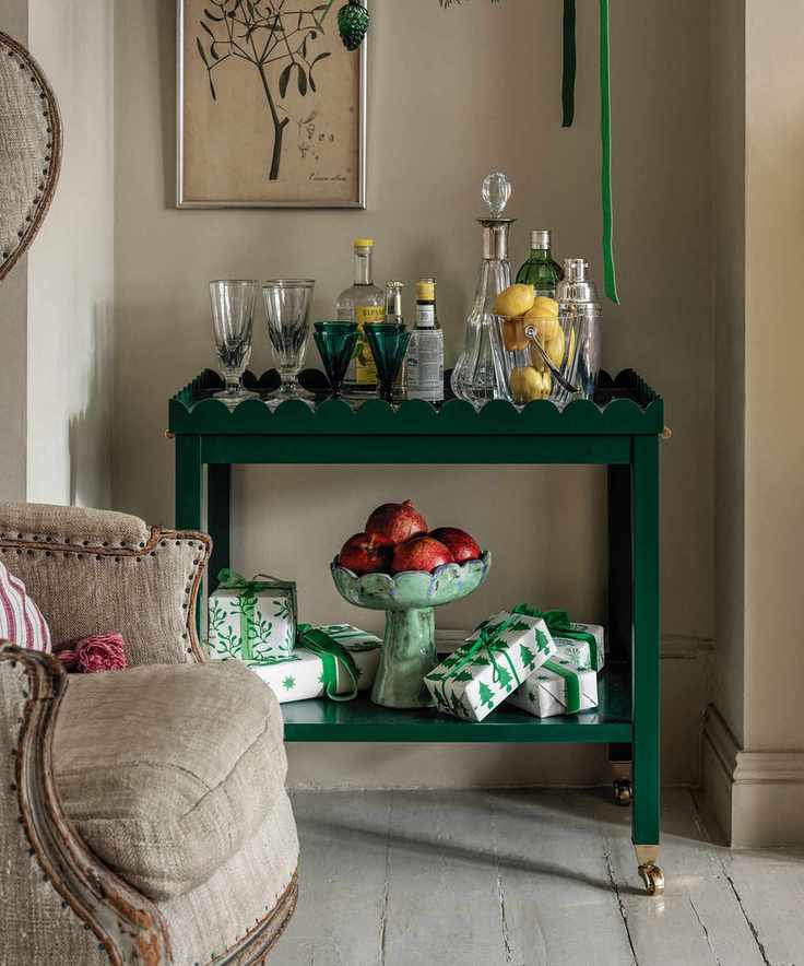 Bar cart for festive gatherings