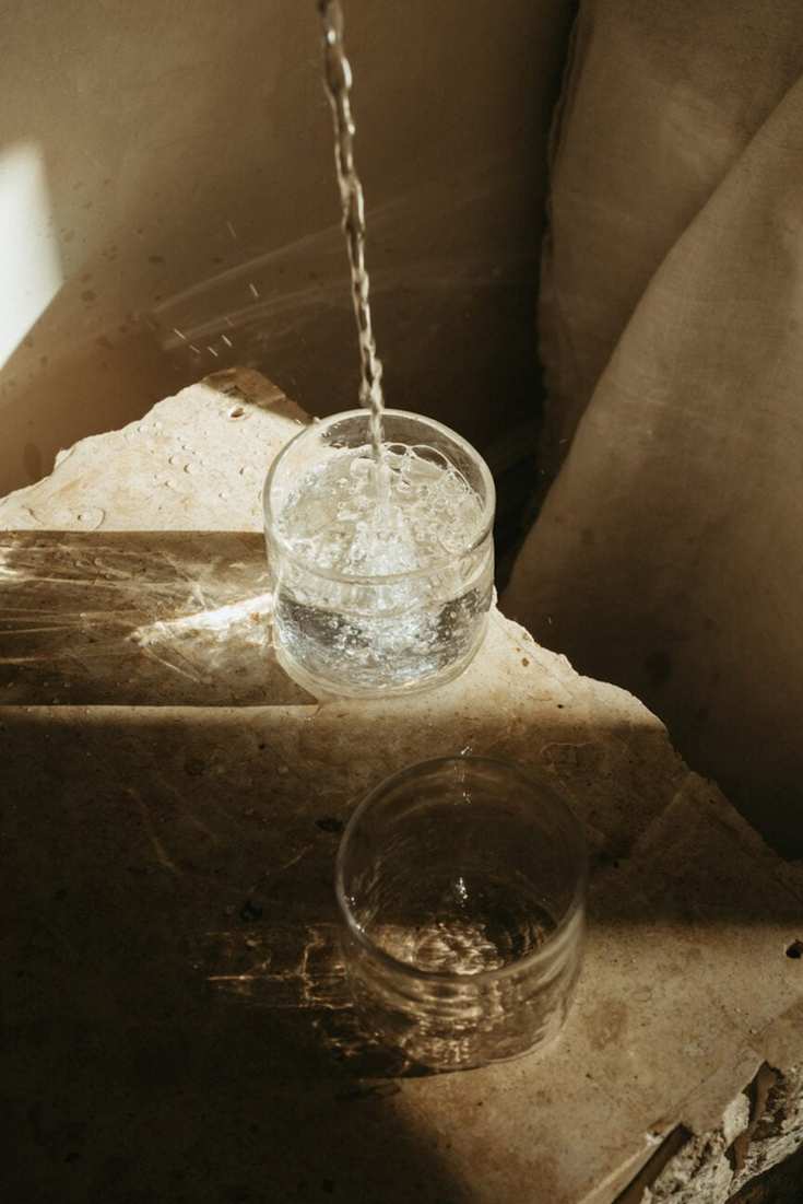 Refreshing glass of water with lemon and mint.