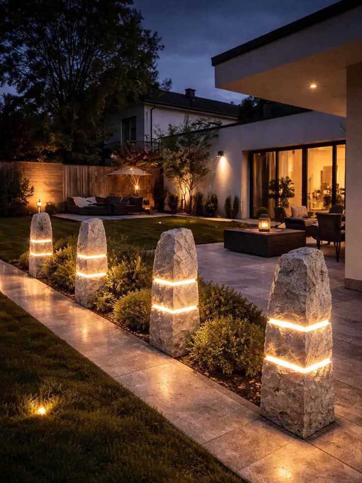 marble light pillars