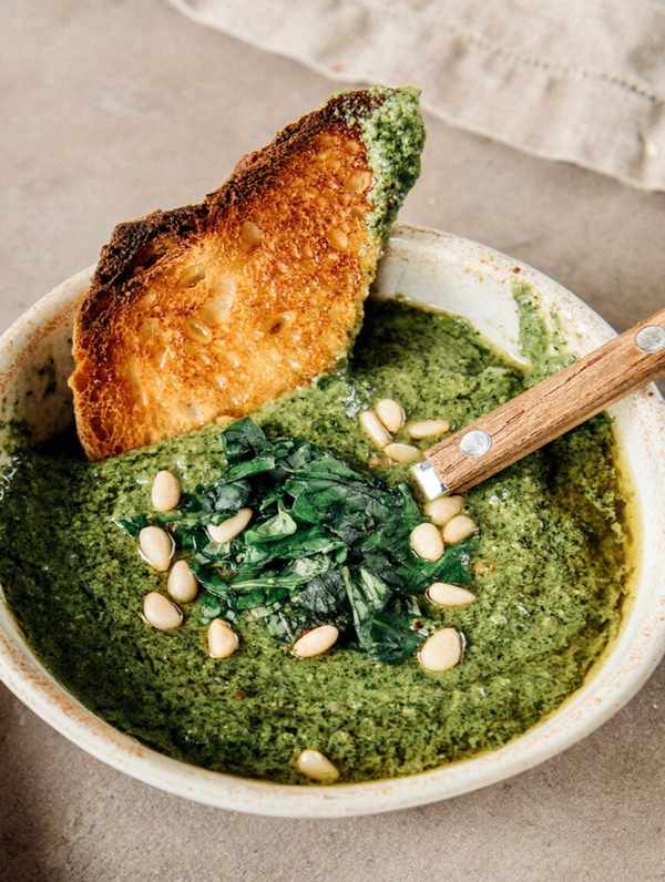 Homemade vegan pesto recipe.